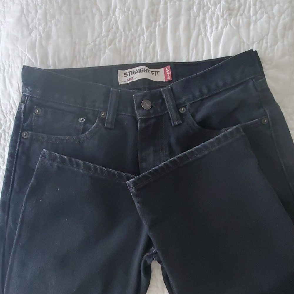 Mens levis 505 black denim jeans. 29x30
